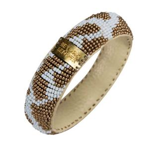 Product Wit met gouden Armband - Beaded bracelet slim